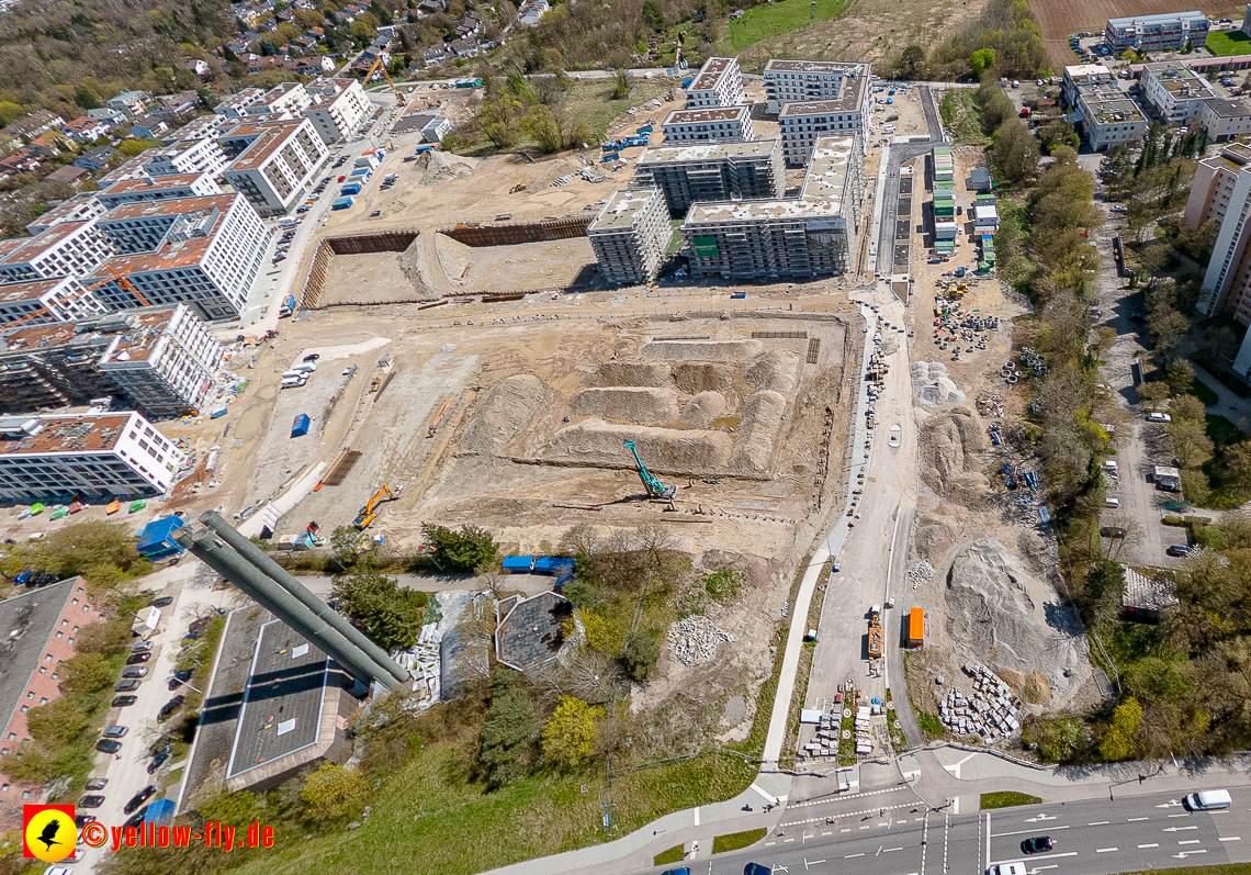 21.04.2023 - Luftbilder von der Baustelle Alexisquartier und Pandion Verde in Neuperlach